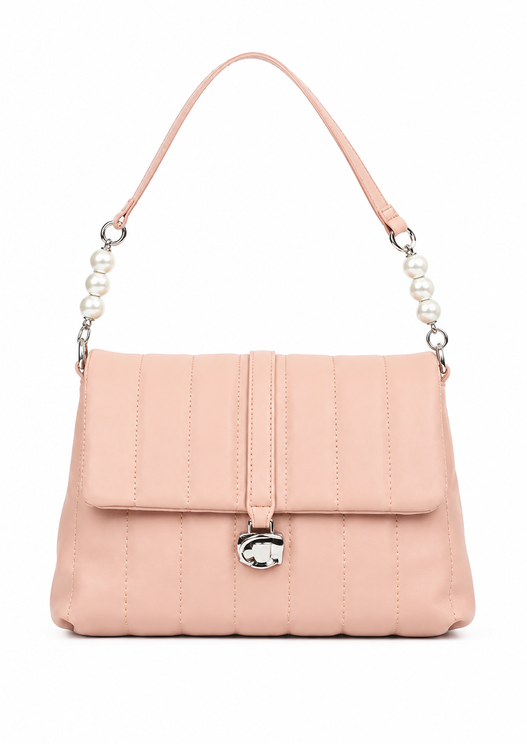 Elegant Quilted Pearl Accent Sling Bag