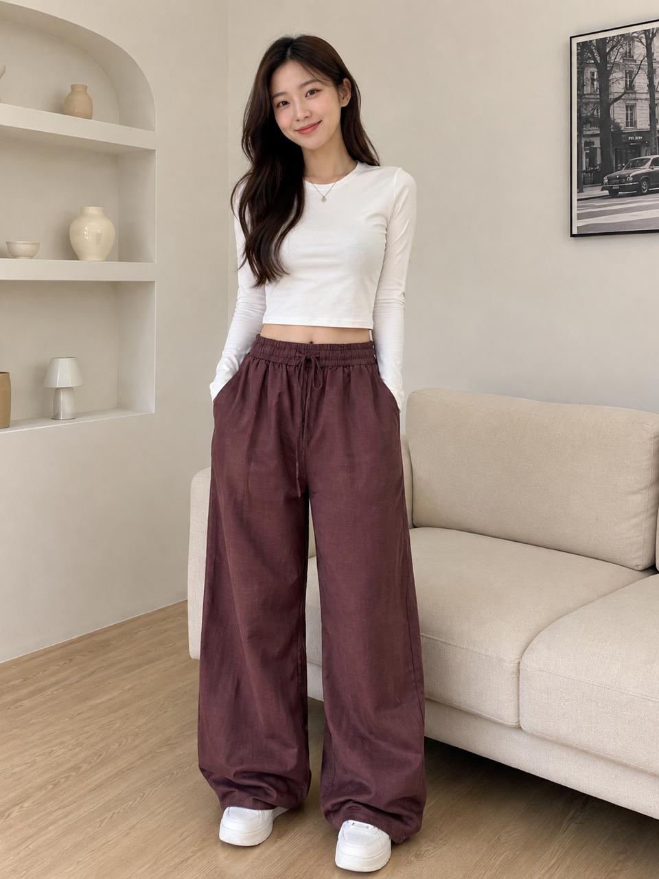 Relaxed Wide-Leg Drawstring Pants
