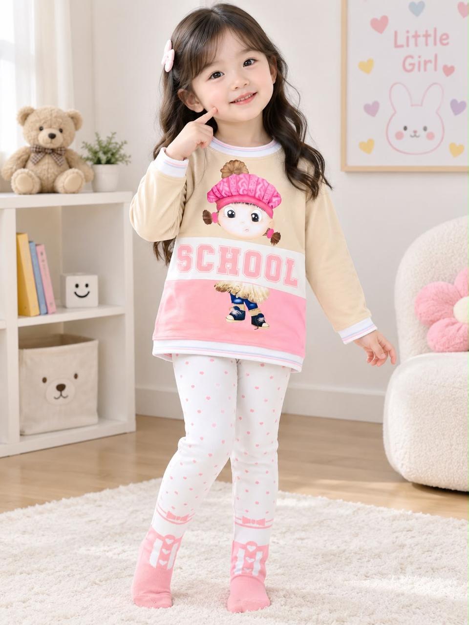 Little School Doll Printed Kids Co-ord Set