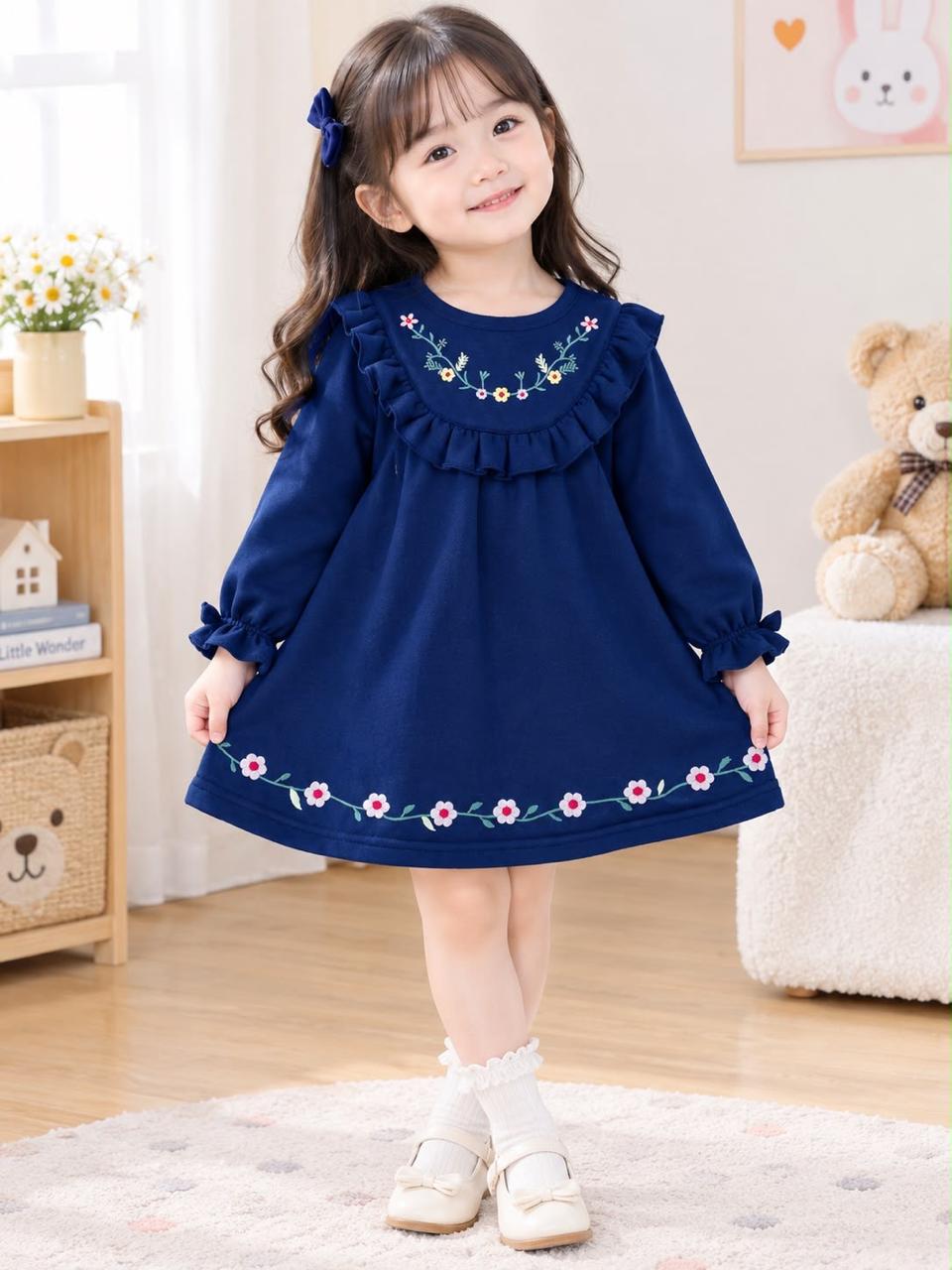 Floral Ruffle Charm Girls’ Dress