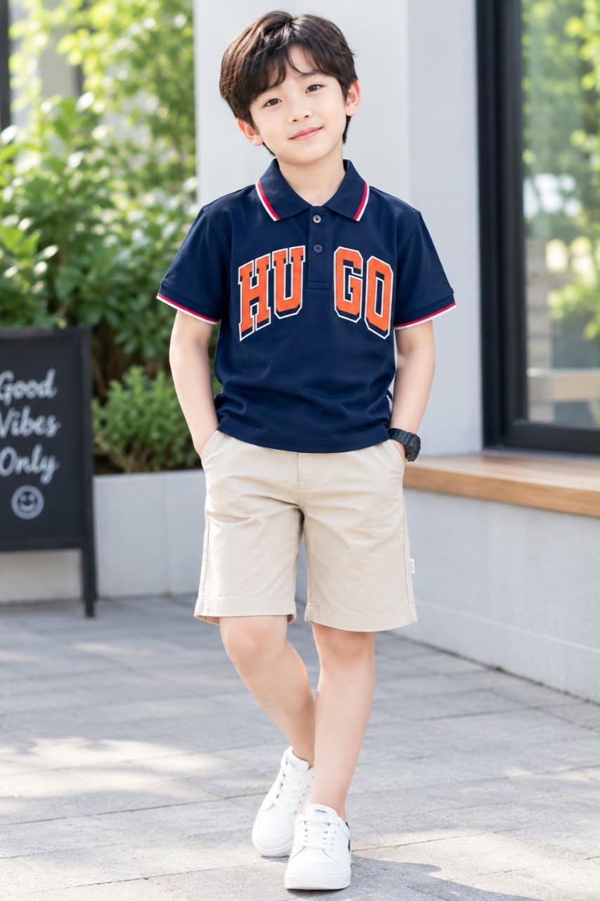Navy Varsity Graphic Polo