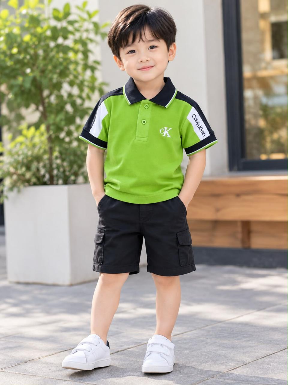 Kids Contrast Collar Polo Shirt