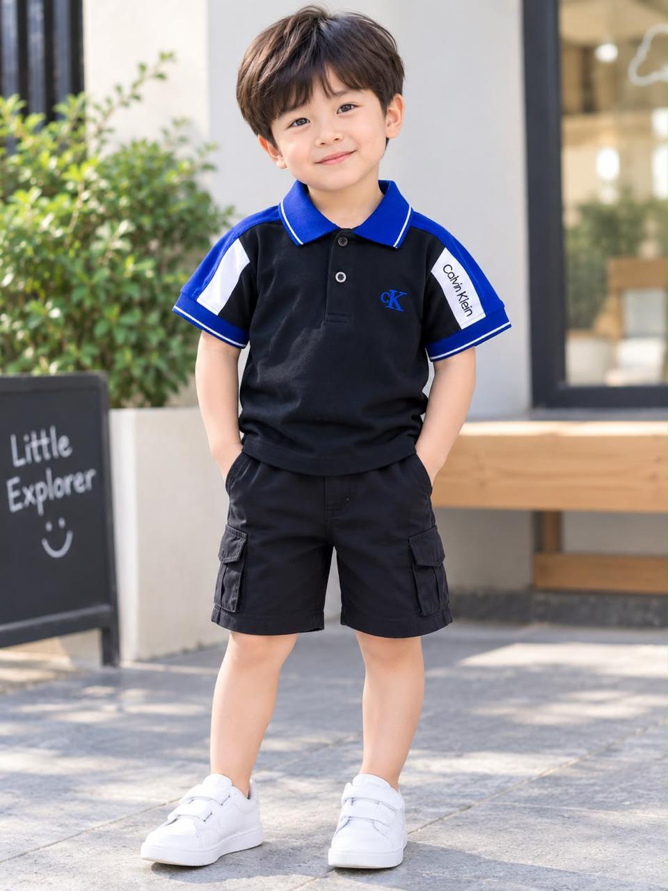 Kids Classic Blue Contrast Polo Shirt