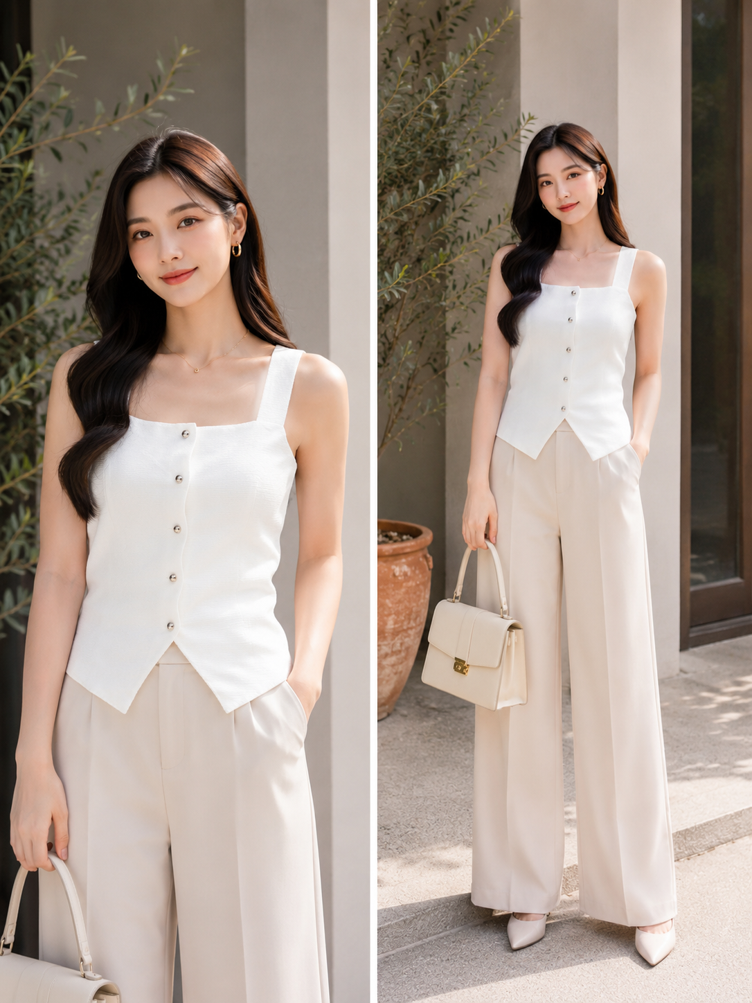 Knit Button-Front Vest Top