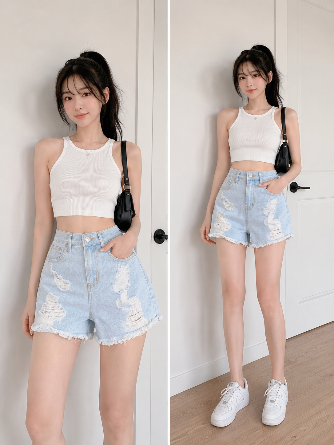 Weekend Breeze Distressed Denim Shorts