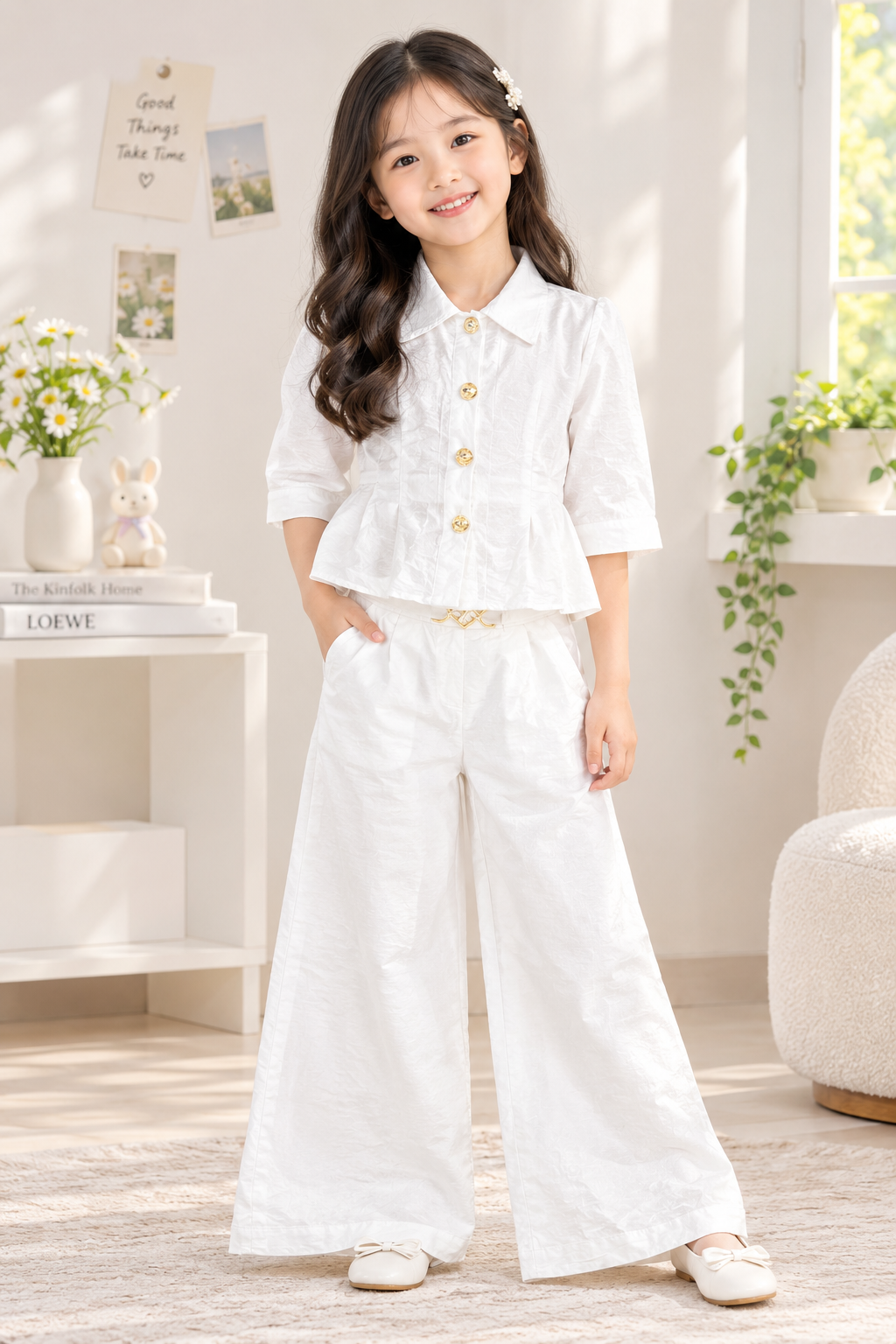 Golden Button Peplum Co-Ord Set