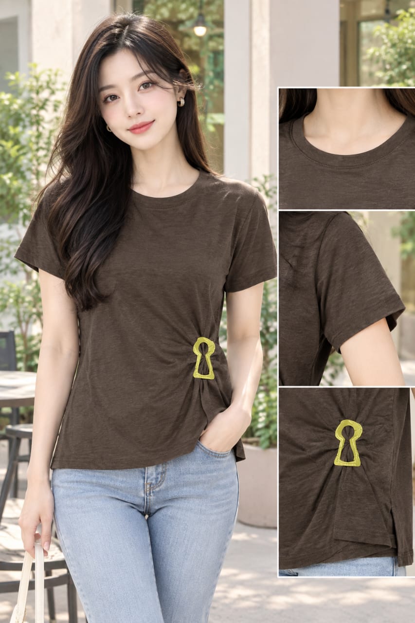 Women's Side-Ring Detail Crew Neck T-Shirt