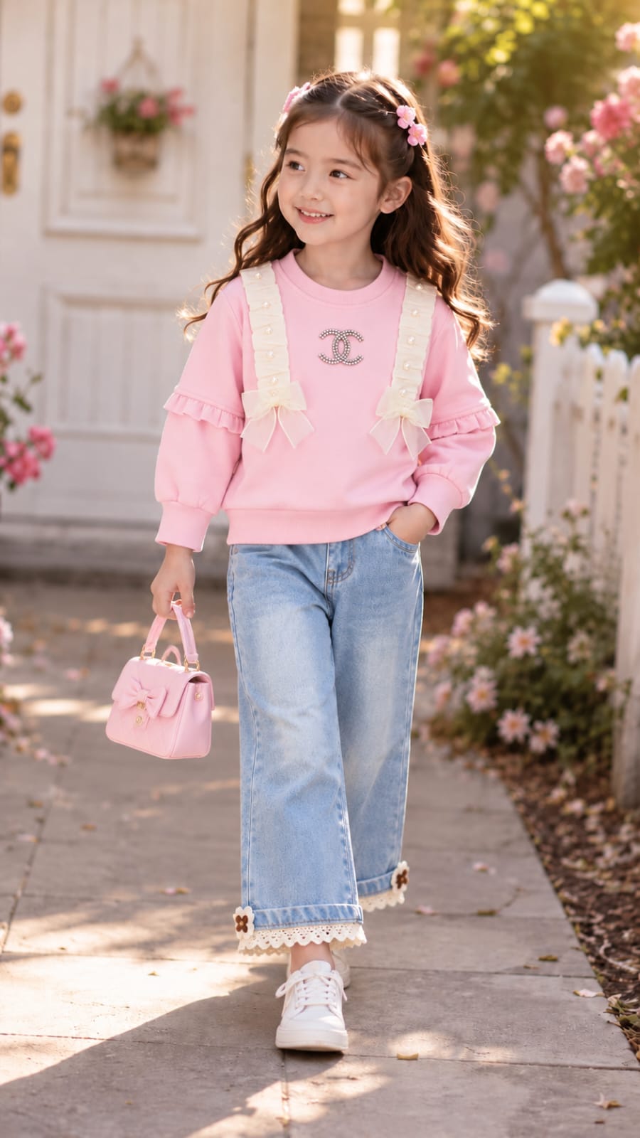Sweet Bow Strap Sweatshirt